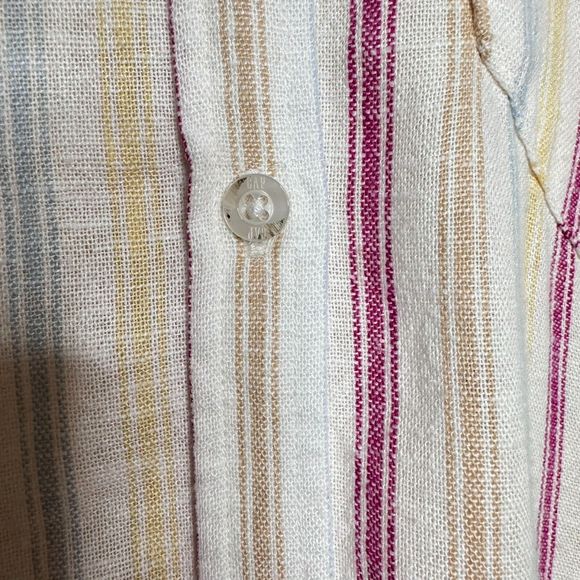 Gap Women Linen Blend Button Down Shirt Boyfriend Blouse Sz M Multicolor Stripes - Picture 7 of 14